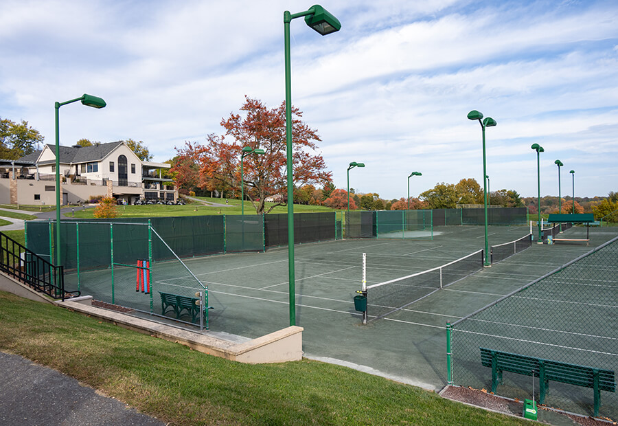 tennis courts and lights